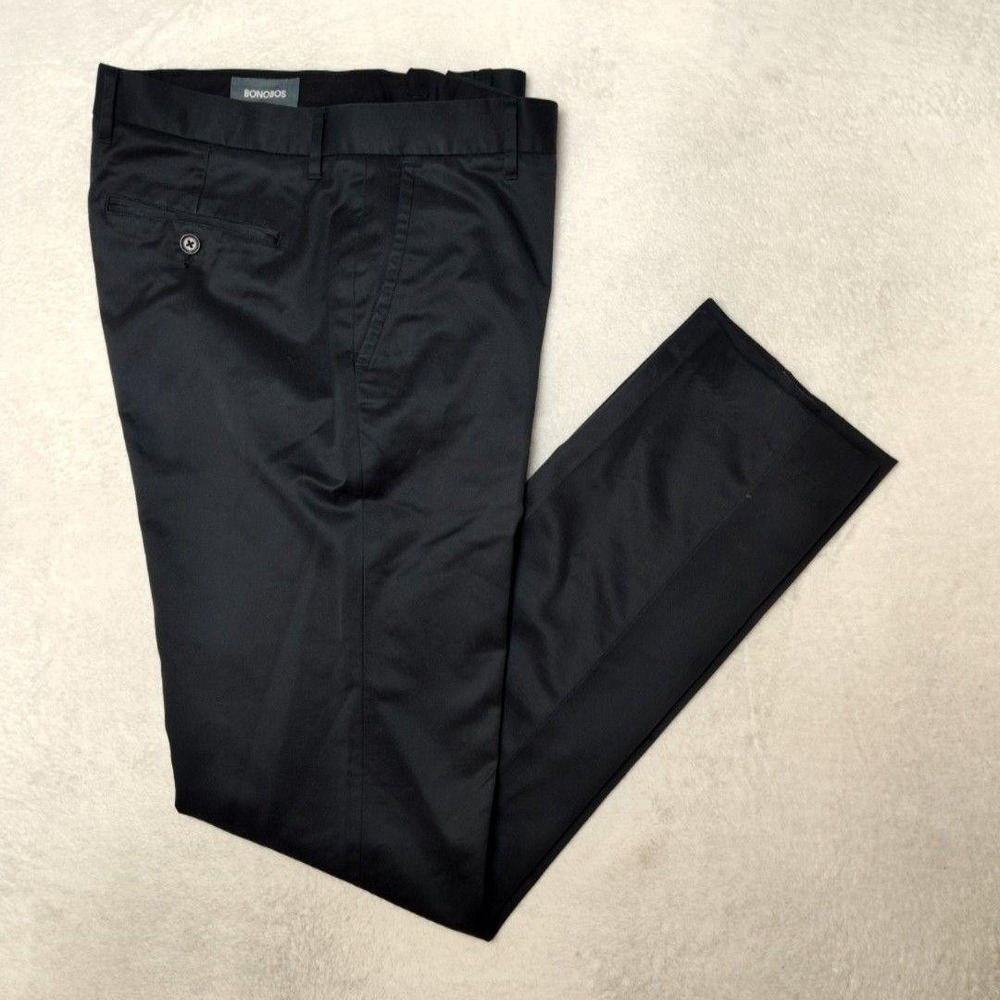 Bonobos Pants Mens 34x33 Black Chino Slim Tapered Flat Tuesday Workday Warrior
